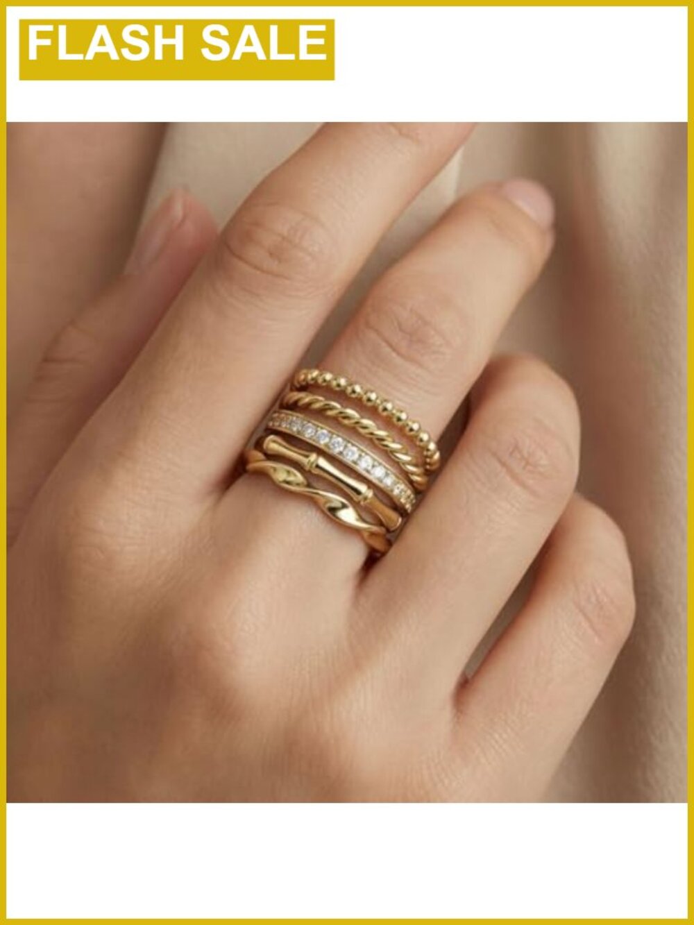 Stainless Steel Stackable Rings Set Women 5PCS Stacking Rings Gift - Picture 2 of 3